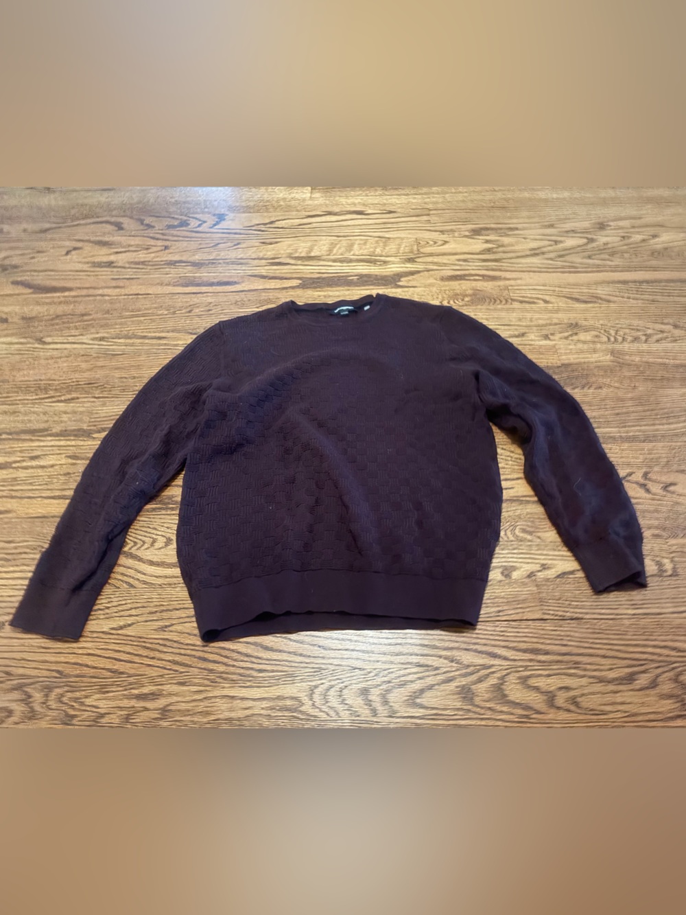 Textured Knit Crewneck Sweater in Deep Plum